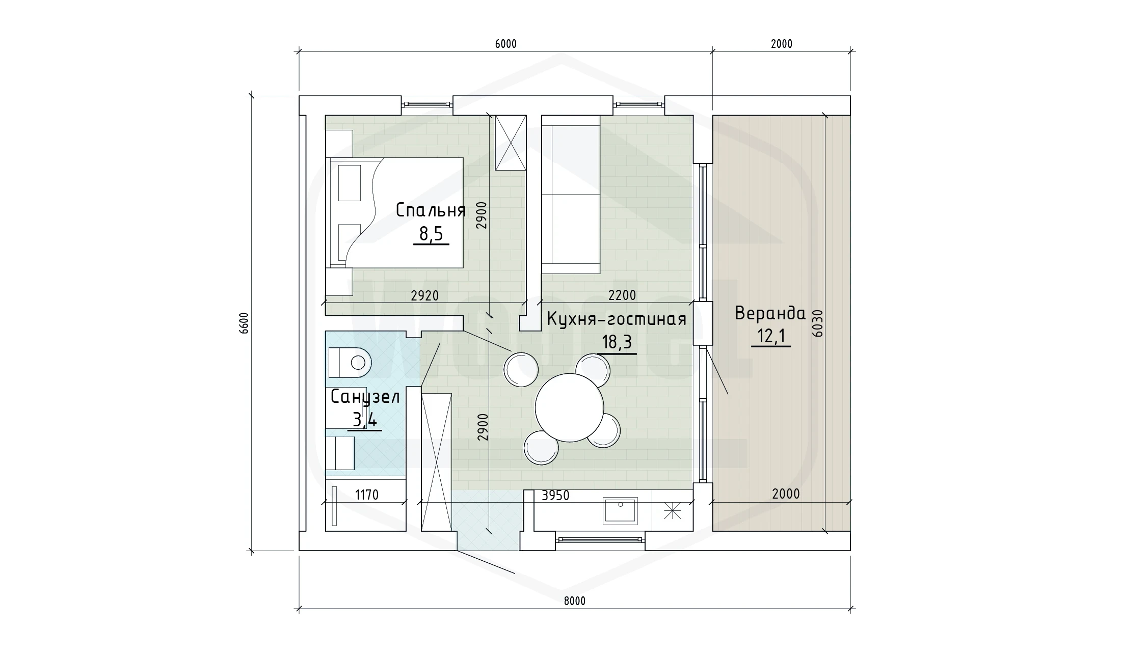 Пример зонирования внутри модульного дома