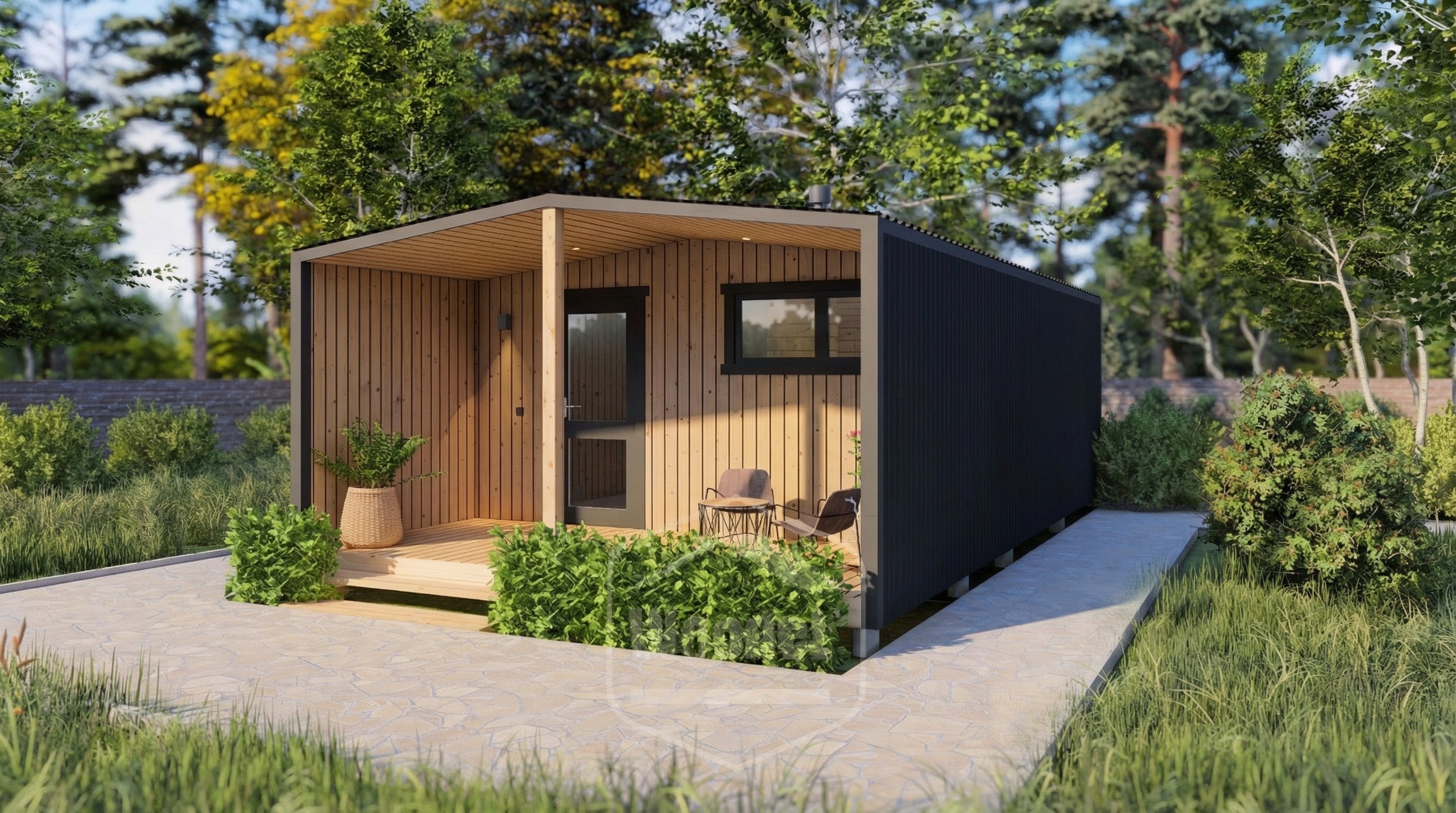 Woodel Barn 4,5х8 метров с террасой 2м