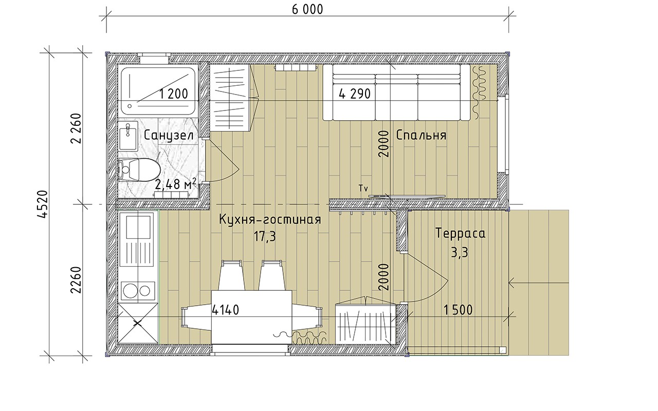 Дом BOX серии Lite 4.5х6+2