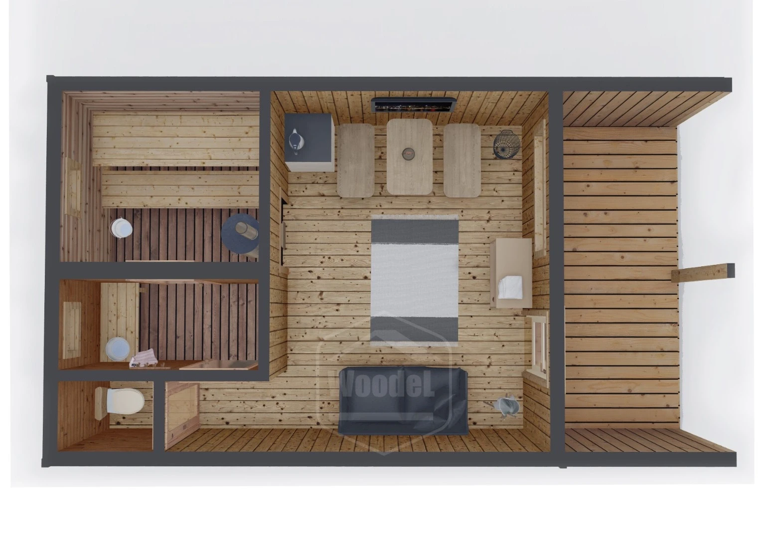 Woodel Barn 4,5х8 метров с террасой 2м