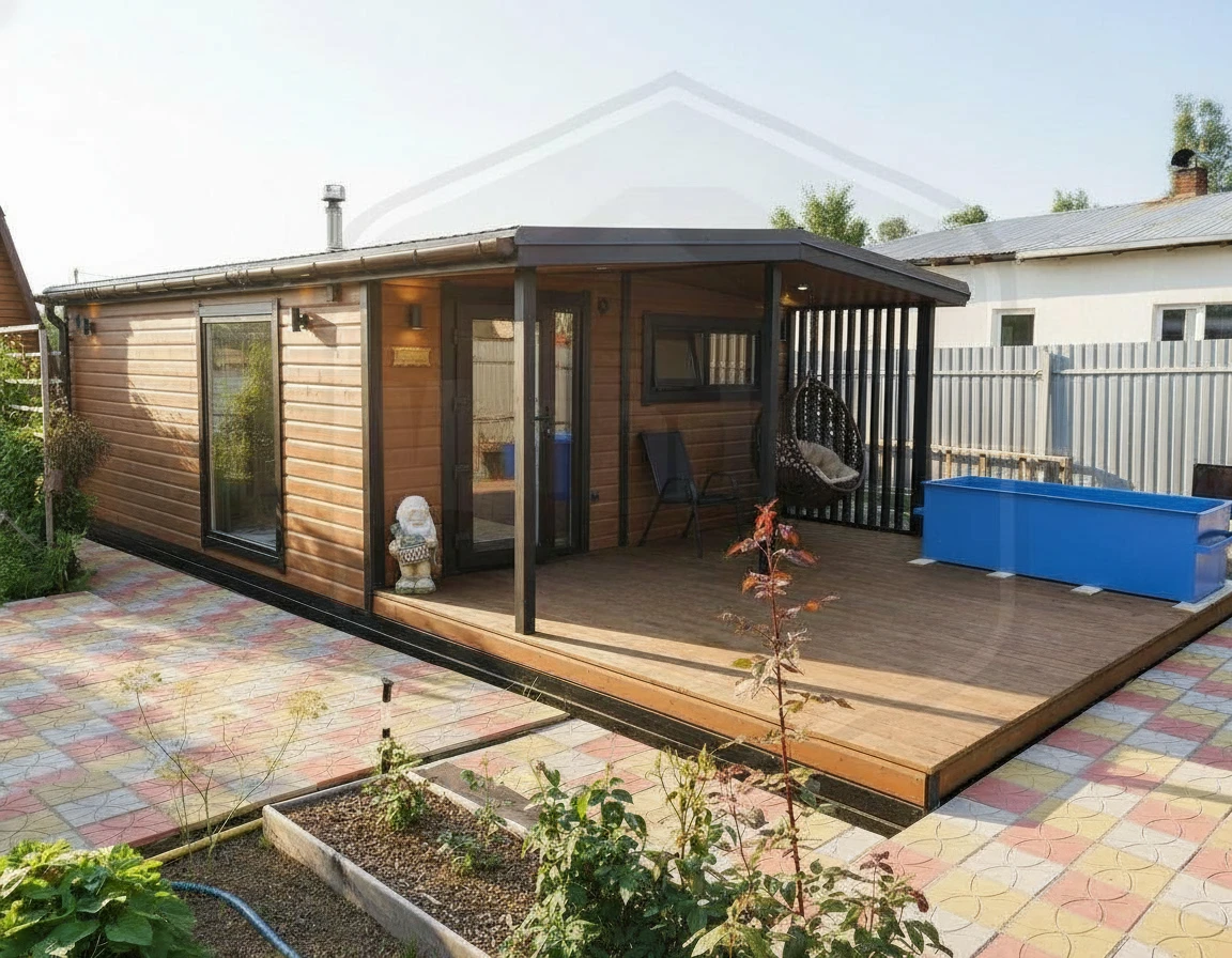 модульная баня с террасой