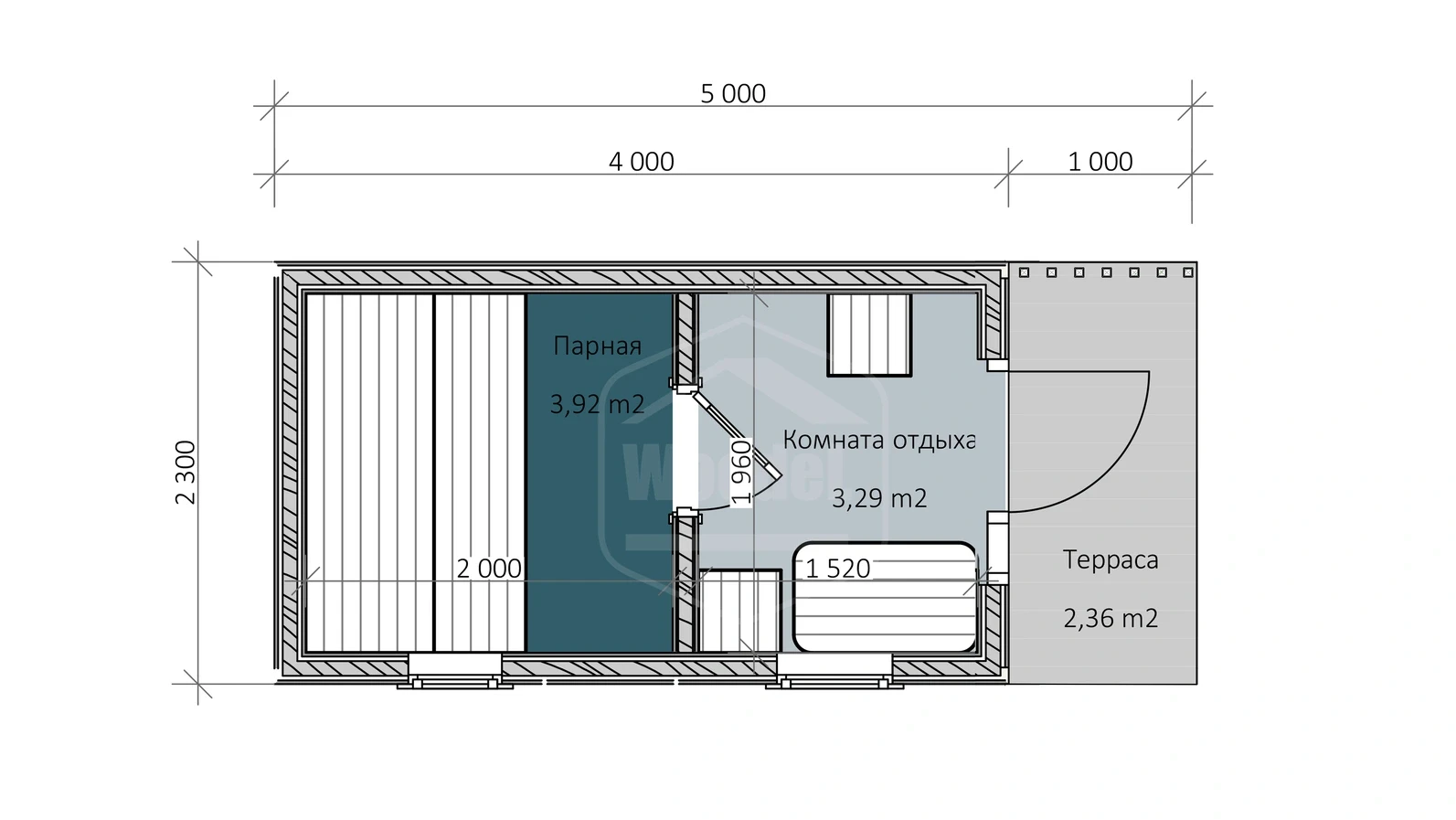 Woodel Heat 5 метров с крыльцом