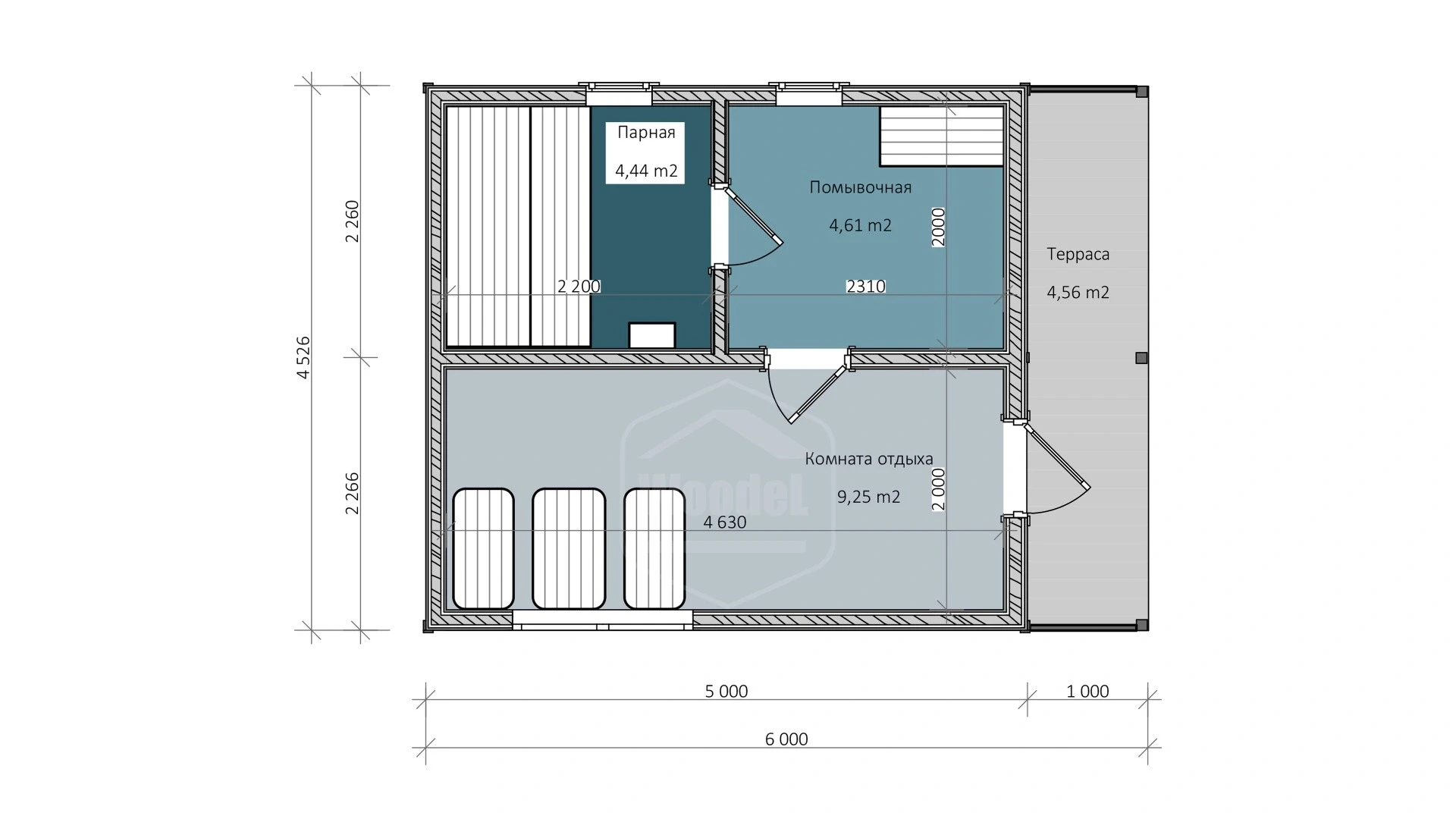 Woodel Box с террасой 4,5х5+1