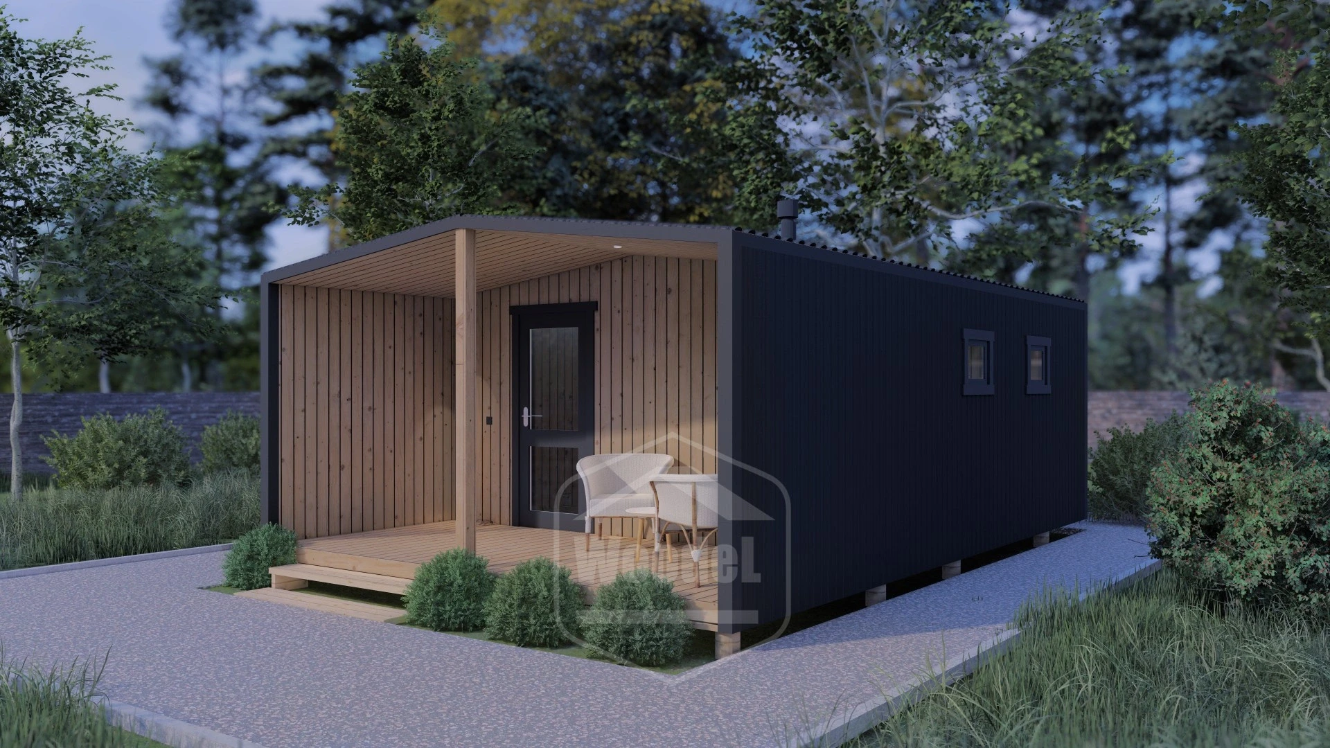 Woodel Barn 4,5х6 метров с террасой 2м