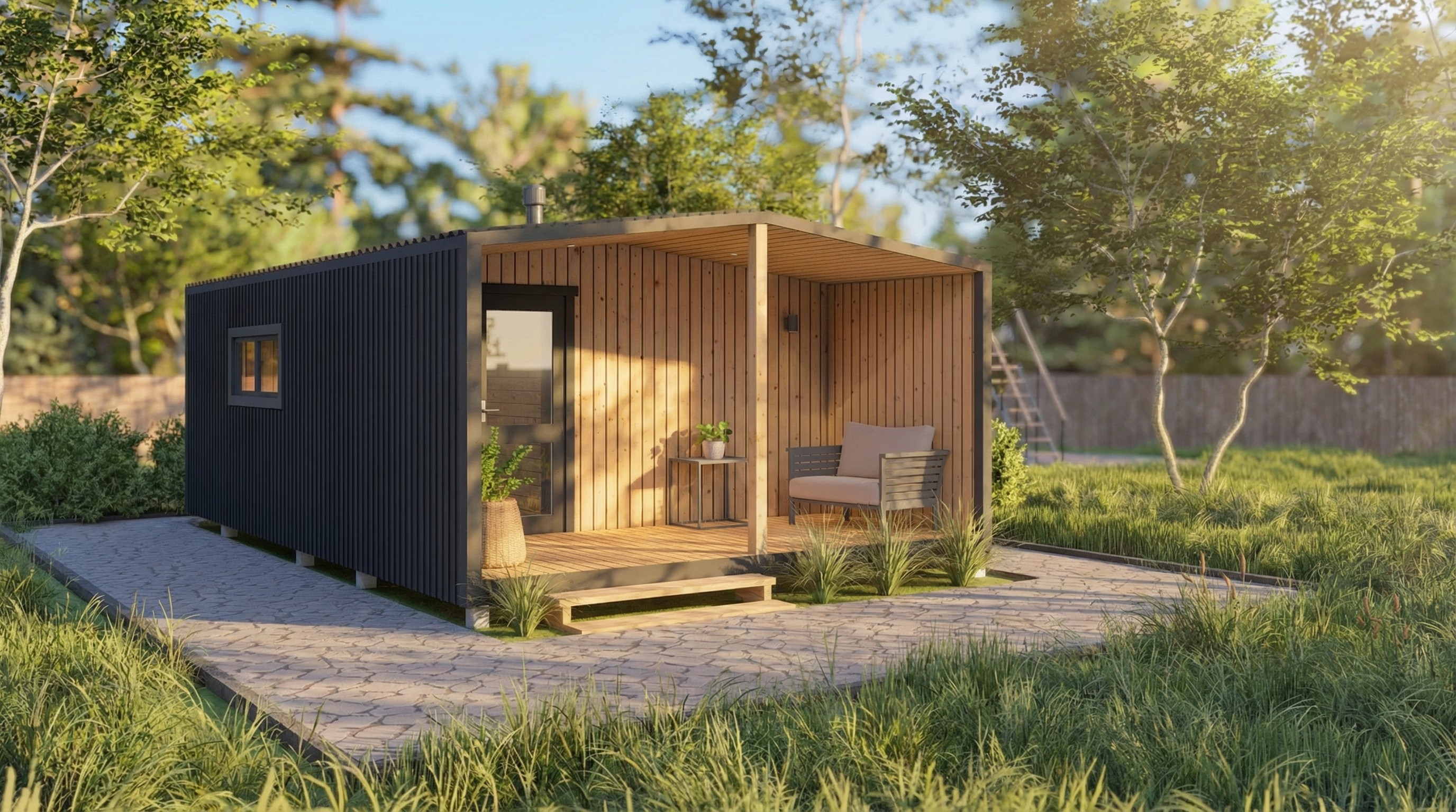 Woodel Barn 4,5х7 метров с террасой 2м