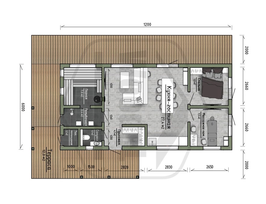 Планировки домов-бань