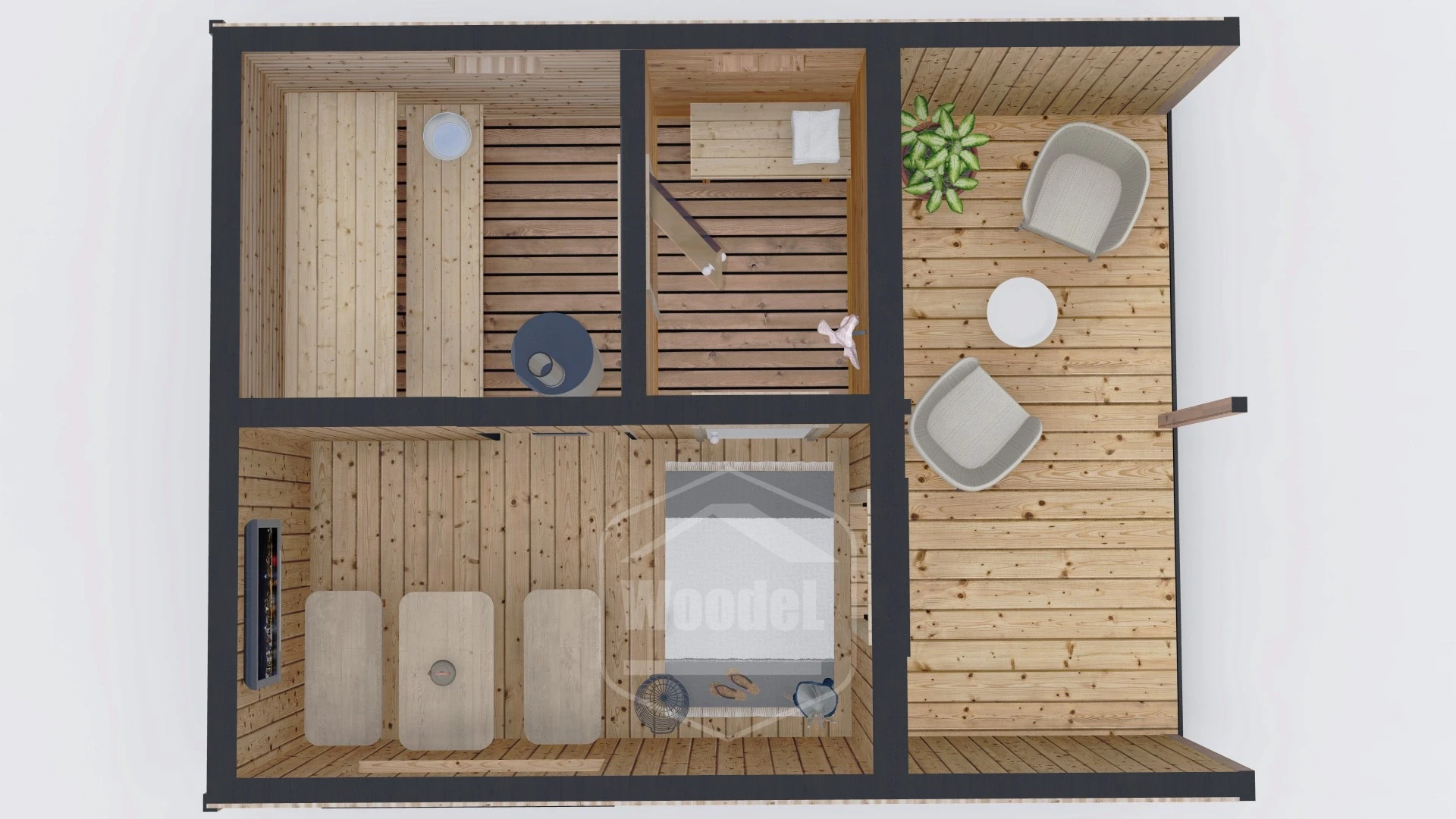 Woodel Barn 4,5х6 метров с террасой 2м