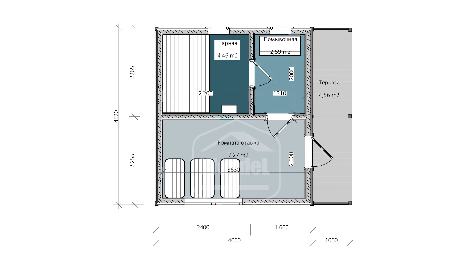Woodel Box с террасой 4,5х4+1