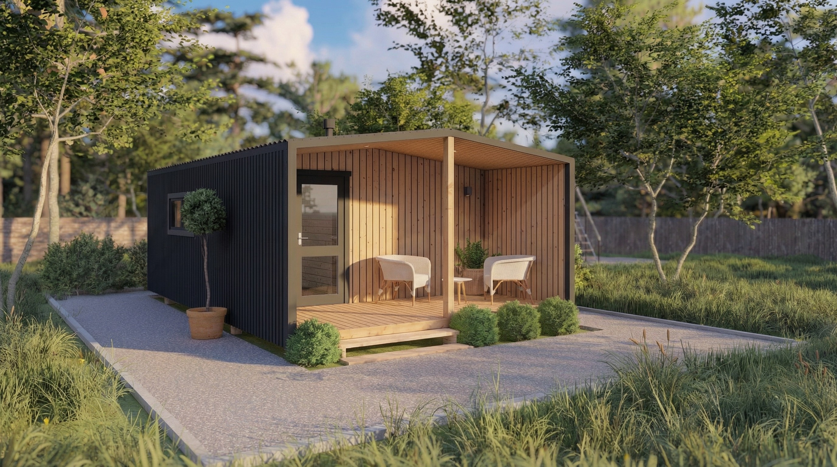 Woodel Barn 4,5х6 метров с террасой 2м