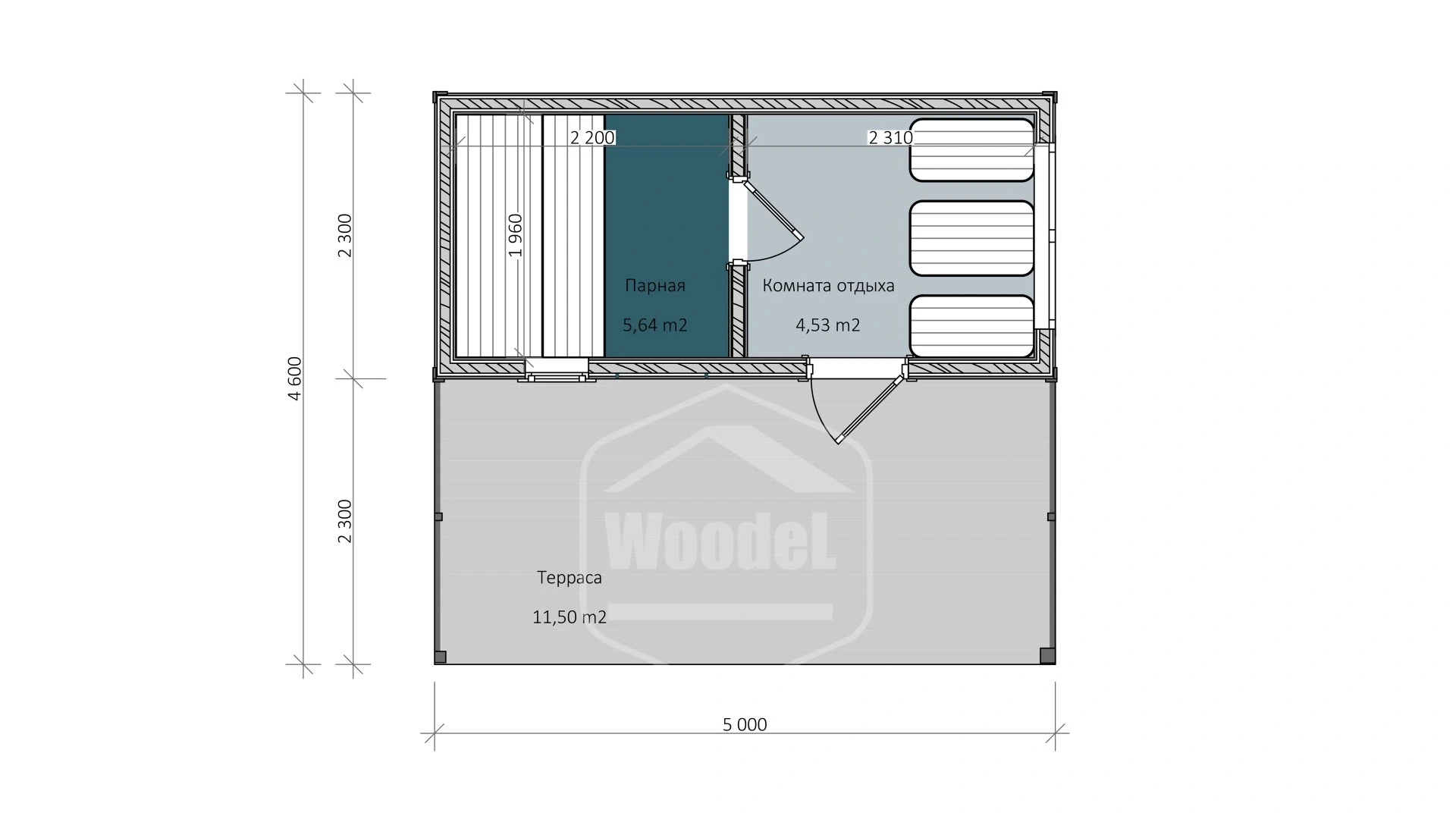 Woodel Box с террасой 2.3х5+2