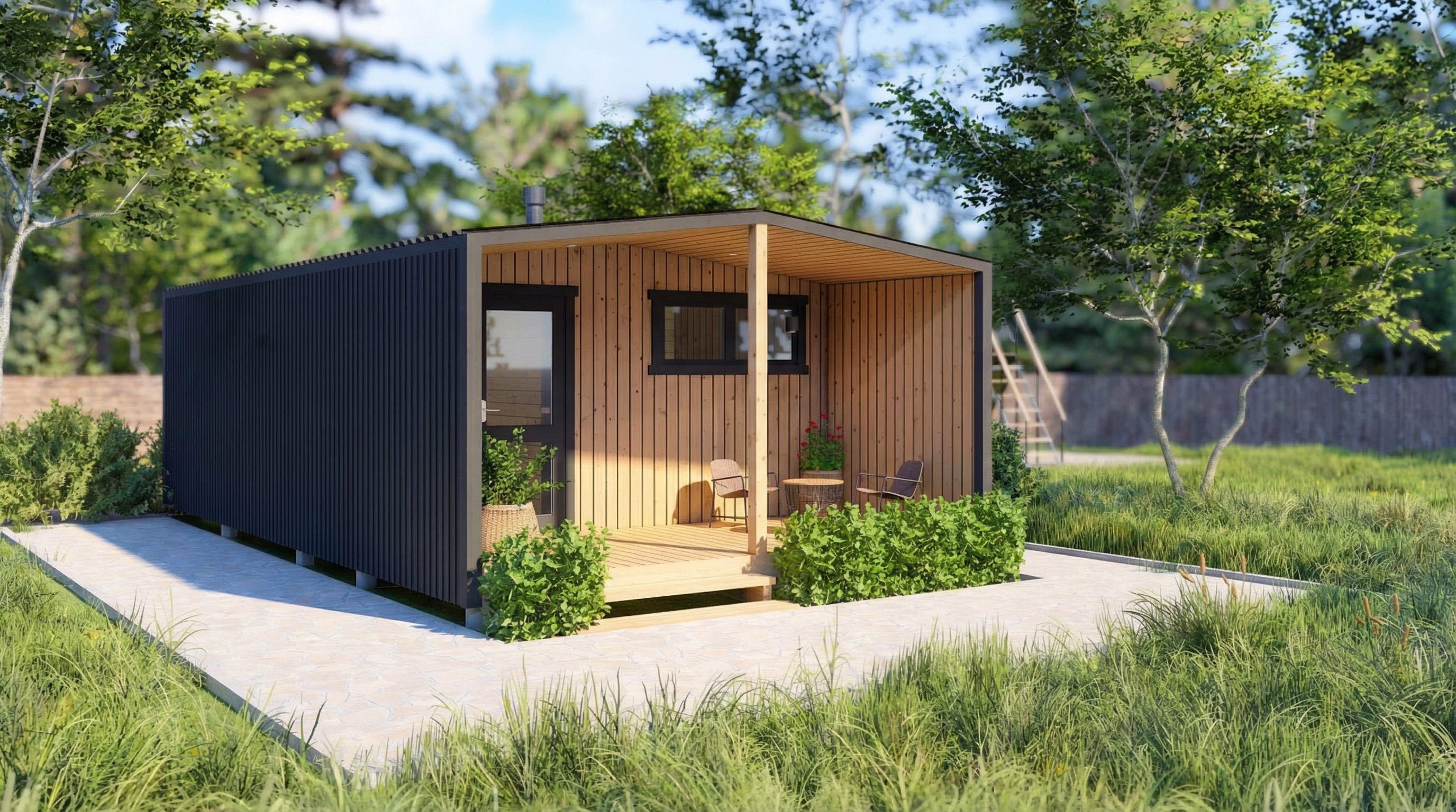 Woodel Barn 4,5х8 метров с террасой 2м